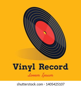 vinyl record music vector with vinyl record word