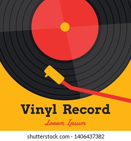 vinyl record music vector with vinyl record word