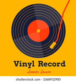 vinyl record music vector with yellow background graphic 