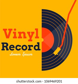 vinyl record music vector with yellow background graphic