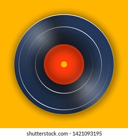 vinyl record music vector with yellow background graphic 