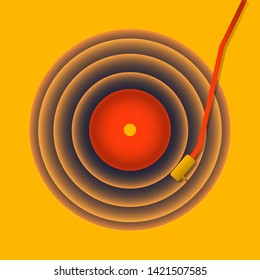 vinyl record music vector with yellow background graphic