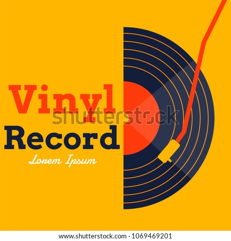 vinyl record music vector with yellow background graphic