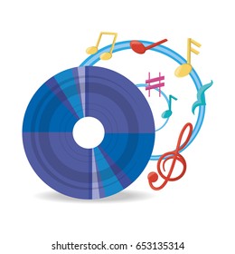 vinyl record with musical notes