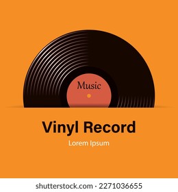 A vinyl record of a musical vector with a yellow background. Vector illustration
