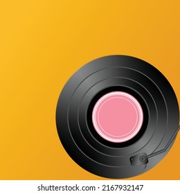 Registro de vinilo en el fondo amarillo