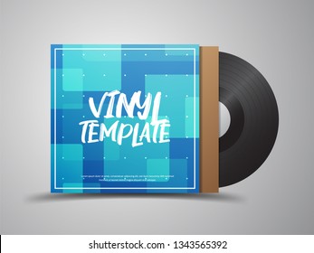 
Vinyl Record in Package. Vector Vinyl Tamplate, with Abstract Background.