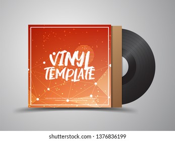 Vinyl Record in Package. Vector Vinyl Tamplate, with Abstract Background.