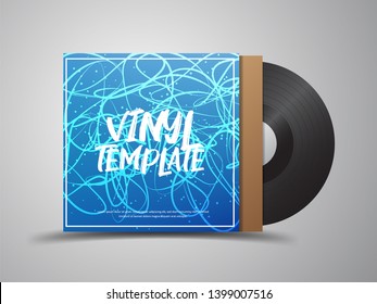 Vinyl Record in Package. Vector Vinyl Tamplate, with Abstract Background.