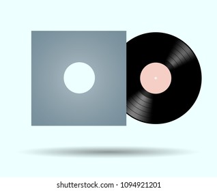 Vinyl record with packaging on isolated background. Flat style. Vector illustration for your designs.