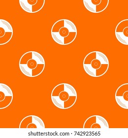 Vinyl record pattern repeat seamless in orange color for any design. Vector geometric illustration