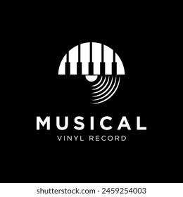 vinyl record and Piano Key Music Instrument logo design