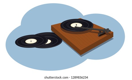 A vinyl record player