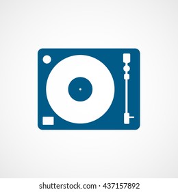 Vinyl Record Player Blue Flat Icon On White Background