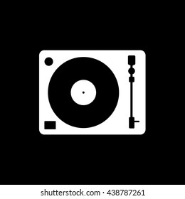 Vinyl Record Player Flat Icon On Black Background