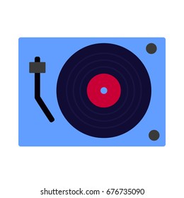 Vinyl record player flat icon, vector sign, colorful pictogram isolated on white. DJ music symbol, logo illustration. Flat style design