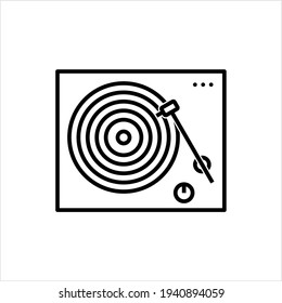 Vinyl Record Player Icon, Vinyl Disc Player Icon, Turntable Vector Art Illustration
