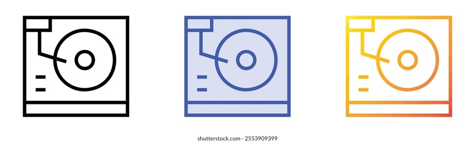 vinyl record player icon. Linear, Blue Fill and Gradient Style Design Isolated On White Background