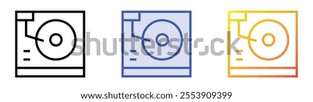 vinyl record player icon. Linear, Blue Fill and Gradient Style Design Isolated On White Background