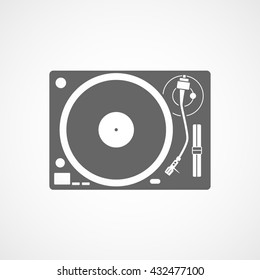 Vinyl Record Player Icon On White Background