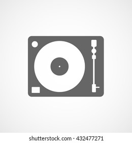 Vinyl Record Player Icon On White Background