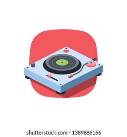 Vinyl Record Player Isometric illustrate icon, 3d vector design. Color flat palette.