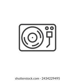 Vinyl record player line icon. linear style sign for mobile concept and web design. Dj turntable outline vector icon. Retro music symbol, logo illustration. Vector graphics