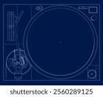 Vinyl Record player outline. Player for vinyl record. Retro design. Top view. Vinyl record disc