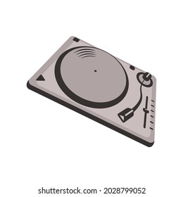 Vinyl record player in perspective