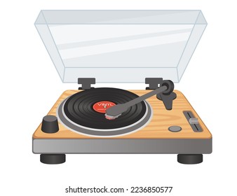 Vinyl record player retro design sound equipment vector illustration isolated on white background