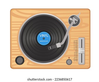 Vinyl record player retro design sound equipment vector illustration isolated on white background