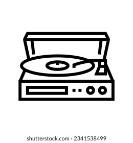 vinyl record player retro music line icon vector. vinyl record player retro music sign. isolated contour symbol black illustration