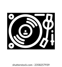 vinyl record player retro music glyph icon vector. vinyl record player retro music sign. isolated symbol illustration