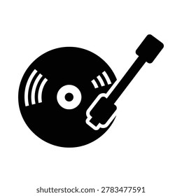 Vinyl record player turntable icon with high fidelity turntable technology