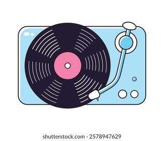 Vinyl record player turntable isolated vector illustration