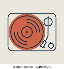 Icono vectorial del reproductor de registros de vinilo. Signo musical. Símbolo gráfico para el diseño de aplicaciones y sitios web de música y sonido, logotipo, aplicación, interfaz de usuario