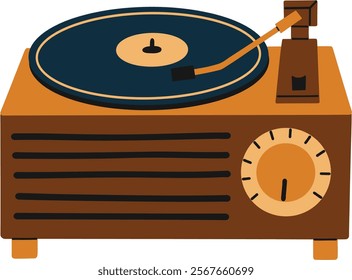 Vinyl Record Player Vector Illustration