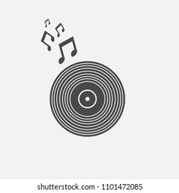 Vinyl record playing music vector icon