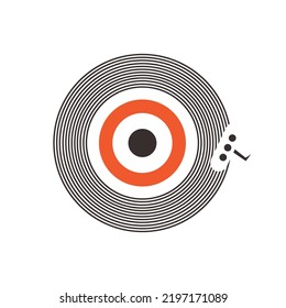 Vinyl record poster illustration in circular line style. Music vector illustration.