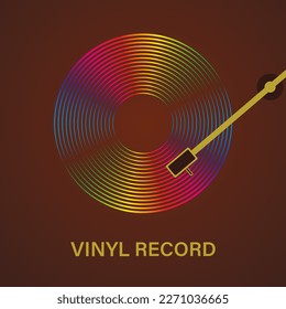 Vinyl record poster. Vector illustration of music on a dark brown background.