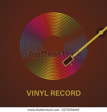 Vinyl record poster. Vector illustration of music on a dark brown background.