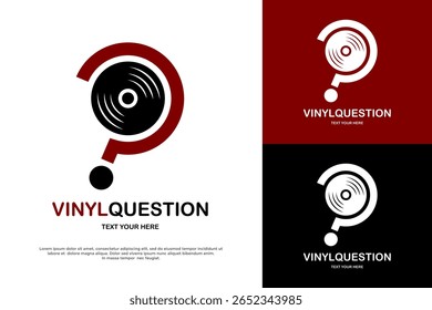Vinyl record question mark logo design, perfect for music-related content and discussions.