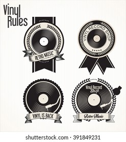 Vinyl record shop badges collection