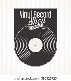 Vinyl record shop retro grunge banner
