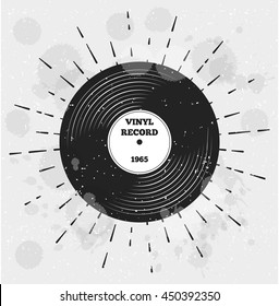 Vinyl record silhouette and outline illustration vector