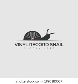 vinyl record snail logo vector design