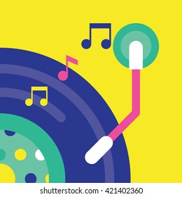 Vinyl Record and Sound Illustration Vector, Music Vector
