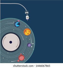 vinyl record in space in vector
