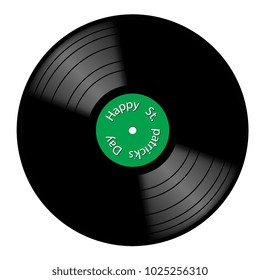 A vinyl record with St. Patricks day green label isolated on a white background