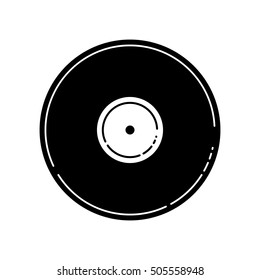 Vinyl Record. Stylized Vector Illustration Of A Vinyl Record In Black And White